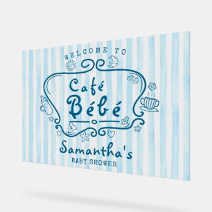 Café Bébé French Blue Boy Baby Shower Welcome Acrylic Sign