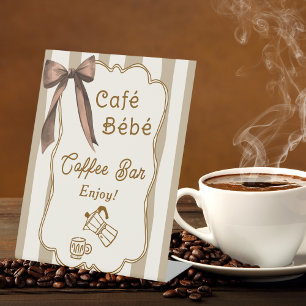 Cafe Bebe French Coffee Bar Baby Shower Tabletop Pedestal Sign