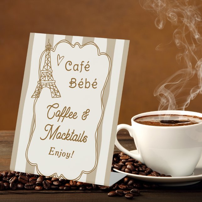Cafe Bebe French Coffee Drinks Station Tabletop Pedestal Sign (Creator Uploaded)