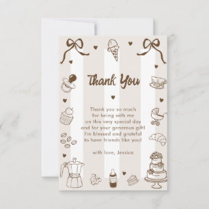 Café Bébé French Hand Drawn Baby Shower Thank You Card
