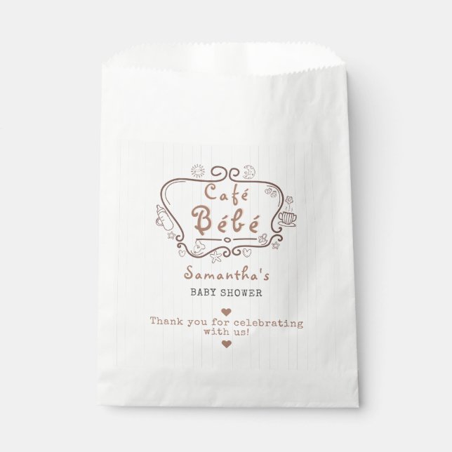 Café Bébé French Modern Gender Neutral Baby Shower Favour Bag (Front)
