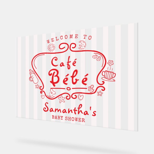 Café Bébé French Pink Red Girl Baby shower Bienven (Angle)