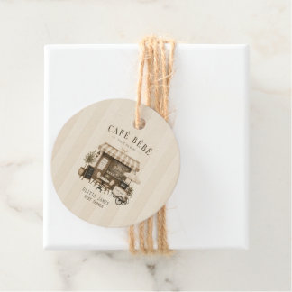 Cafe bebe gender neutral brown baby shower favour tags