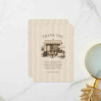 Cafe bebe gender neutral brown baby shower thank you card
