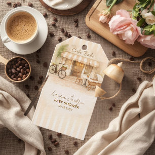 Cafe Bebe Gender Neutral Elegant Brown Baby Shower Gift Tags