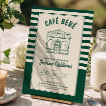 CAFÉ BÉBÉ GREEN COFFEE Baby Shower Invitation