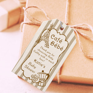 Cafe Bebe Paris Coffee Shop Themed Baby Shower Gift Tags