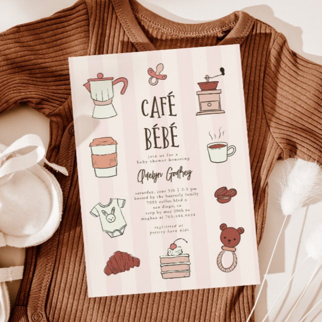 Cafe Bebe Pink Baby Shower Invitation (Creator Uploaded)
