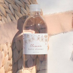 Cafe Bebe Watercolor Gender Neutral Baby Shower Water Bottle Label