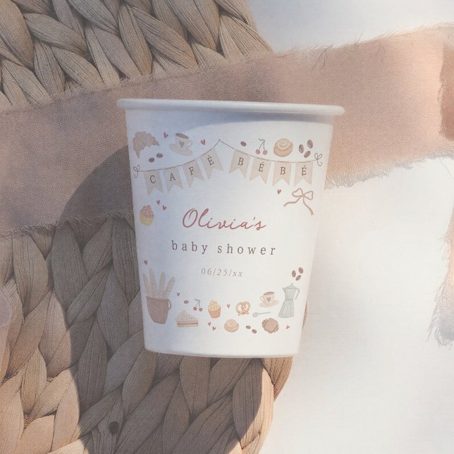 Cafe Bebe Watercolor Hand Drawn Baby Shower Paper Cups (Creator Uploaded)