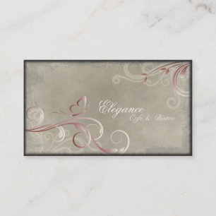 Cafe Bistro Business Card Vintage Swirls Butterfly
