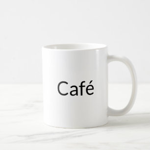 Café, black letters white coffee mug