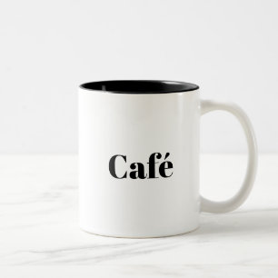 Café, black letters white Two-Tone coffee mug