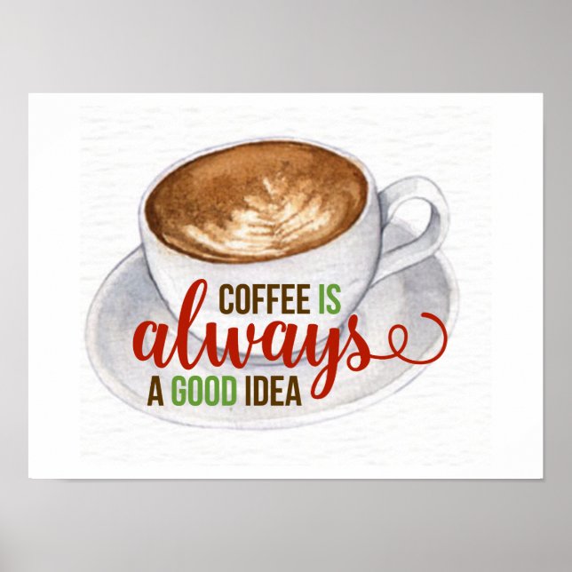 Café Bonne Idée Aquarelle Typographie Poster (Devant)