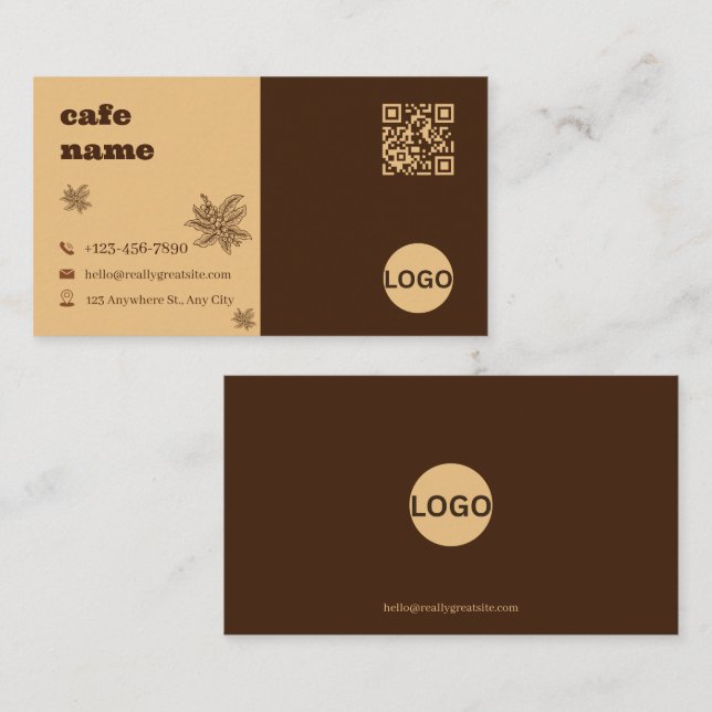 Cafe Botanical Two-Tone Business Card Template (Front/Back)