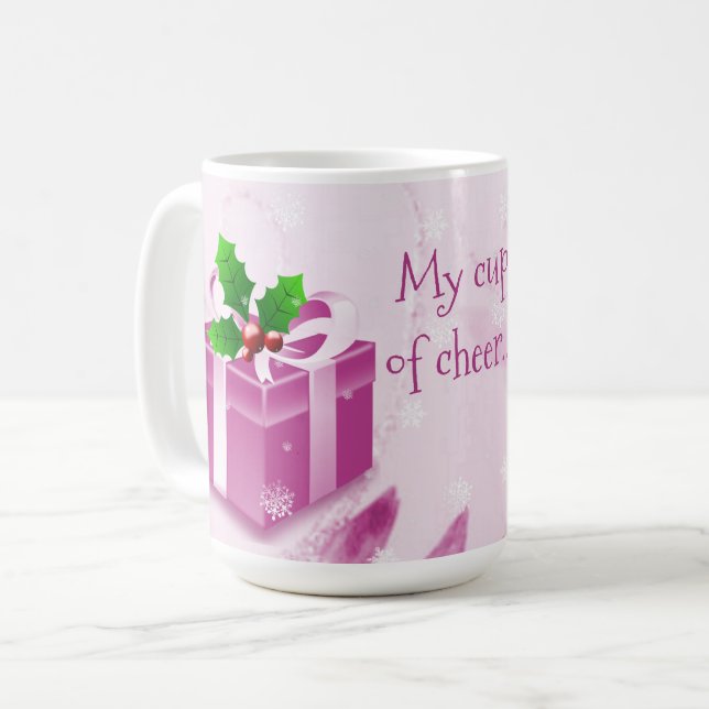 Café cadeau de Noël rose Mug (Devant gauche)