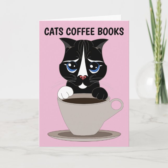 CAFÉ CAT ART CARTE DE SALUT, TOUTE OCCASION BLANC (Devant)