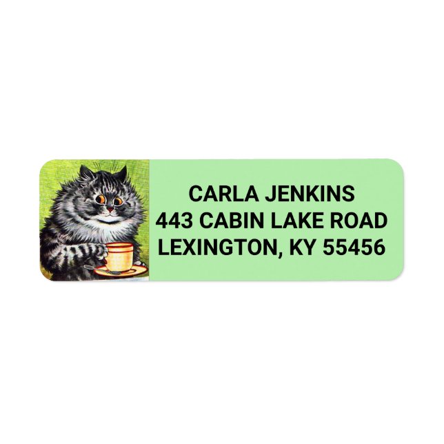 CAFÉ CAT LOUIS WAIIS ART Retourner l'adresse Étiqu (Devant)