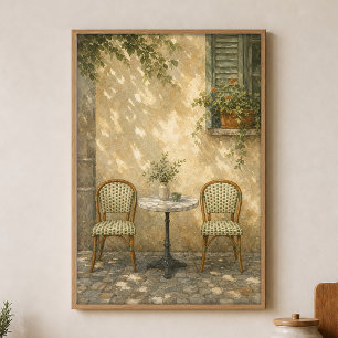 Cafe Chairs Watercolour Cottagecore Art Poster