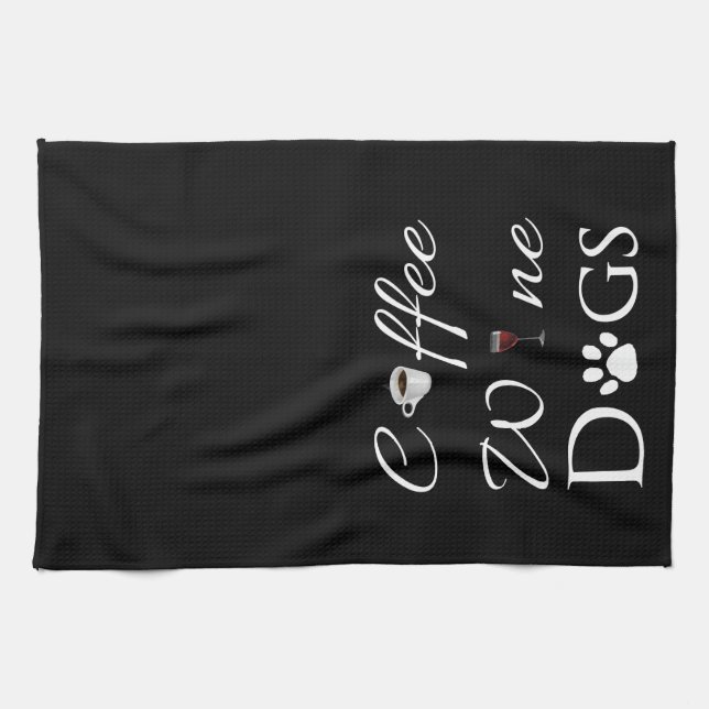 Café Chiens de vin Serviette de cuisine (Horizontal)