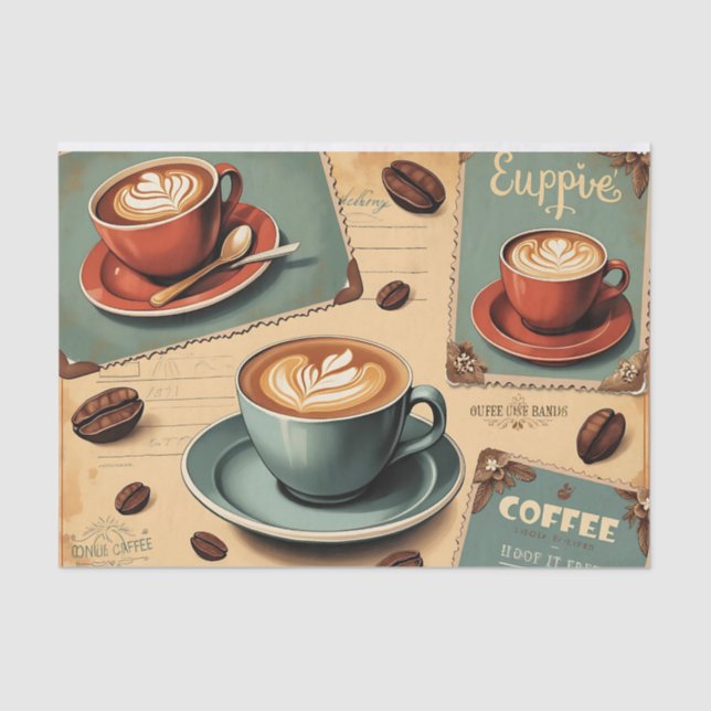 Café Chronicles: A Journey Through Time and Coffee Tissue Paper (Front)