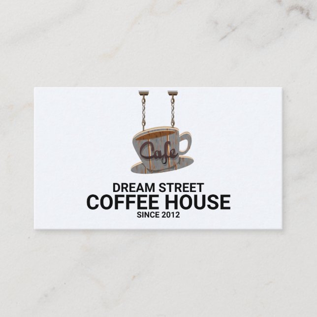 Cafe Coffee Shop Trendy Business Card (Front)