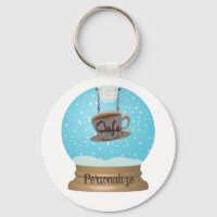 Cafe coffee sign snow globe unique blue brown 