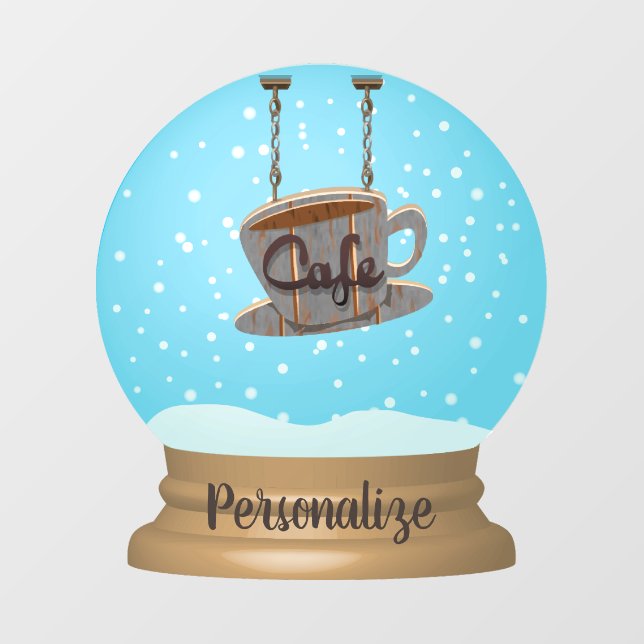 Cafe coffee sign snow globe window cling (Sheet)