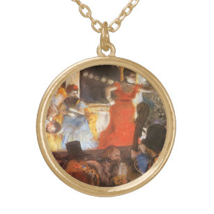 Cafe Concert at Les Ambassadeurs by Edgar Degas Gold Plated Necklace
