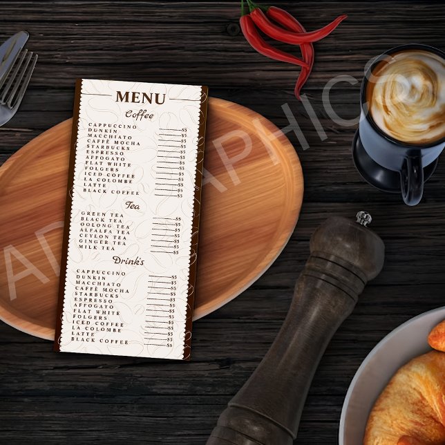 Café customisé, boissons et Thé Menu (Créateur téléchargé)
