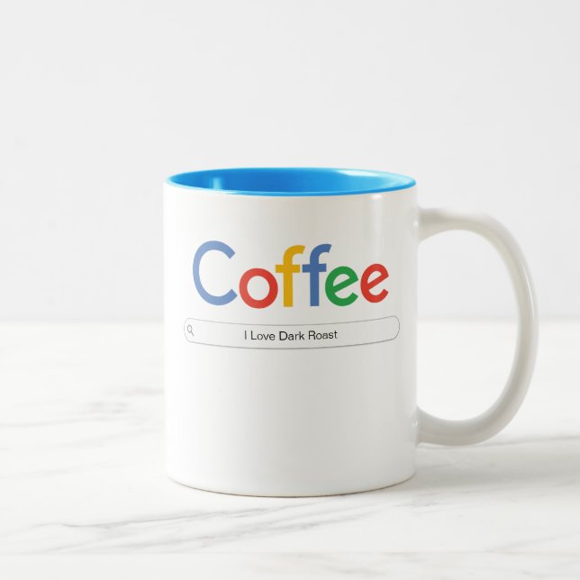 Café Dans Google Police Mug à café à deux tons (Droit)