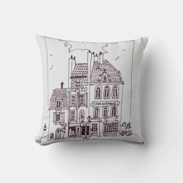 Cafe De La Mairie | Boulogne-Sur-Mer, France Throw Pillow (Front)