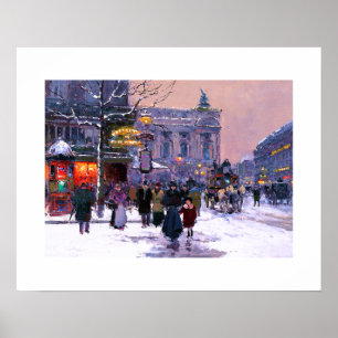 Cafe de la Paix, Opera.Winter. Fine Art Print