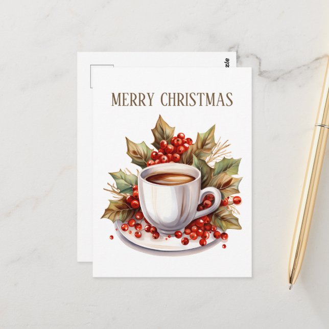 café de Noël ajouter le texte Carte postale (Devant/Arrière en situation)