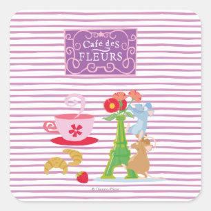 Cafe des fleurs square sticker