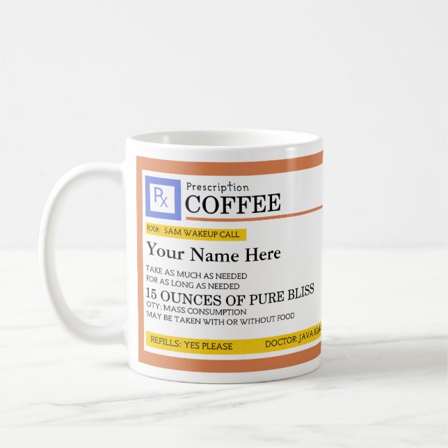 Café d'ordonnance Mug de café personnalisé (Gauche)
