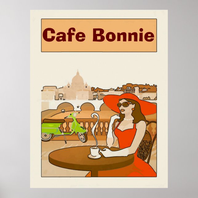 Café du matin Affiches de la Vintage dame (Devant)