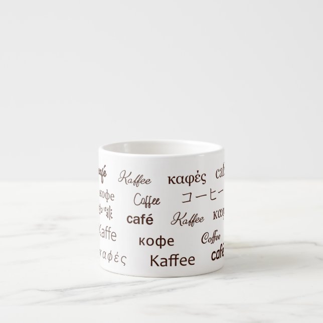 "Café" Écrit en 13 langues Bone China Mug (Devant)