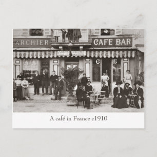 Café en France carte postale sépia