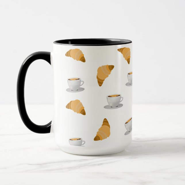 Café et Croissant Motif Mug (Gauche)