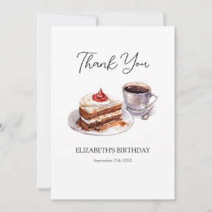 Café et gâteaux Carte de remerciements d'anniversa