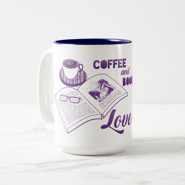Café et livres Aimer lire Mug personnalisé (Devant gauche)