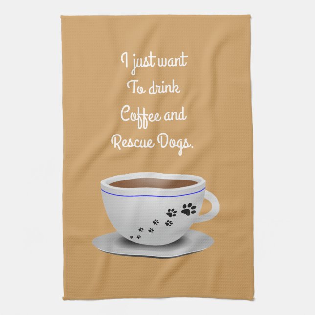 Café et serviette de cuisine de chiens (Vertical)