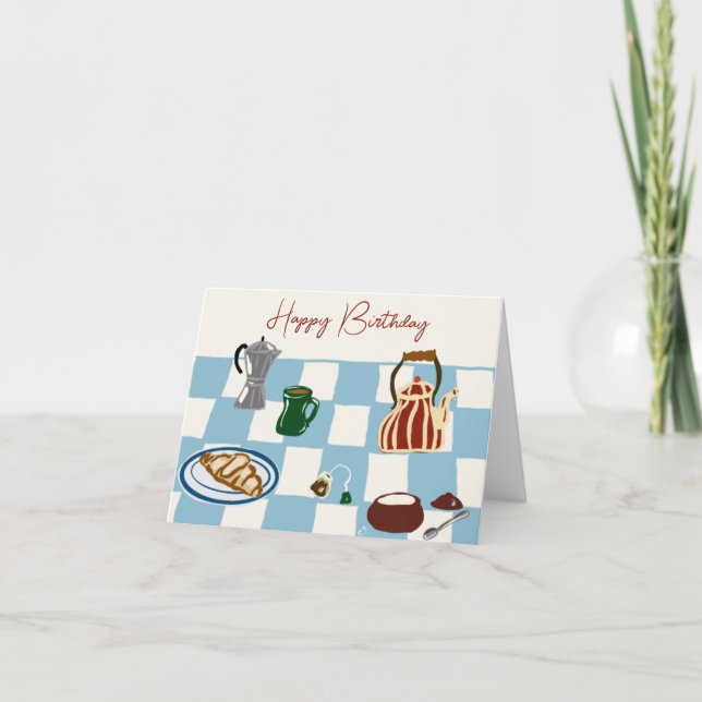 Café et thé Bonne carte d'anniversaire (Devant)