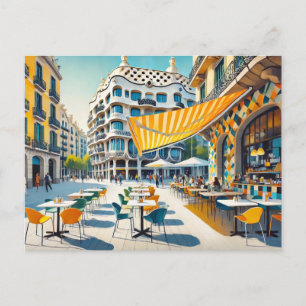 Cafe in Barcelona Spain Postcard