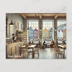 Cafe in Bergen Norway Postcard