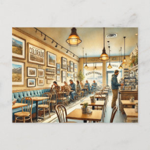 Cafe in Denver Colorado Postcard