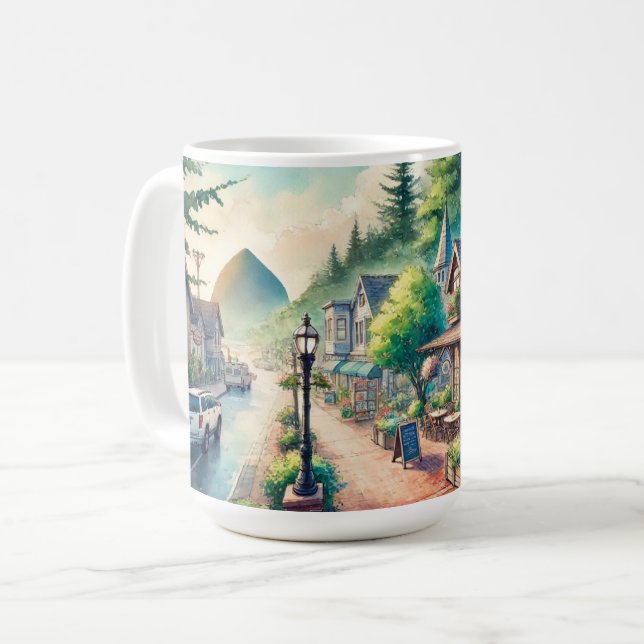Cafe in Downtown Cannon Beach Oregon Travel Coffee Mug (Front Left)