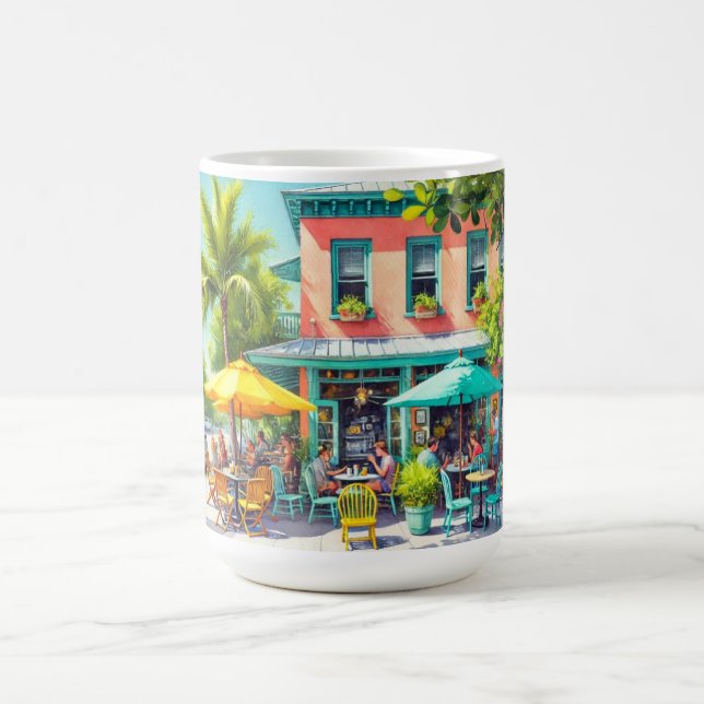 Cafe in Key West Watercolor Painting Coffee Mug (Center)