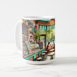 Cafe in Miami Watercolor Coffee Mug